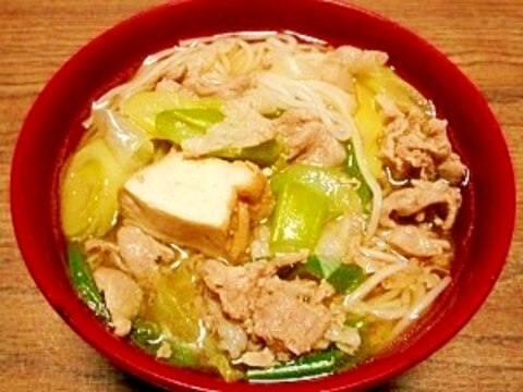 豚肉と厚揚げ、葱☆温麺